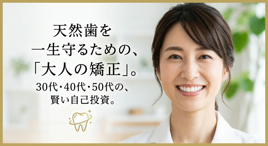 「もう遅い」は勘違い。 30代〜50代から始める、一生の歯を守るための「大人の歯列矯正」