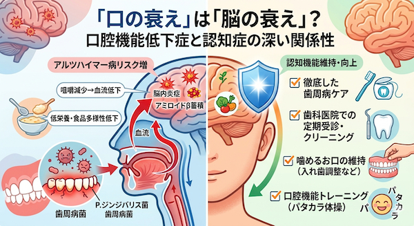 お口の衰えが認知症を引き起こす？口腔機能低下症との深い関係と現状の最適解