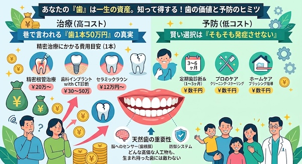 【歯の価値は1本50万円？】治療のリアルな費用と、「発症させない」予防の重要性